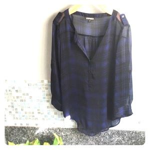 Black and blue plaid Express portofino size M